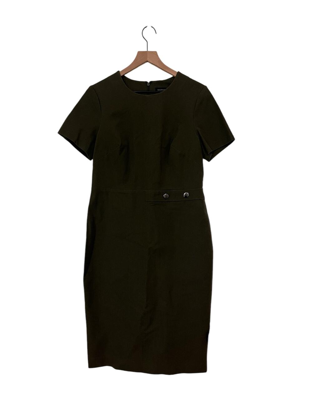 Banana Republic Short Sleeve Olive Green Sheath Dress Womens Size 12